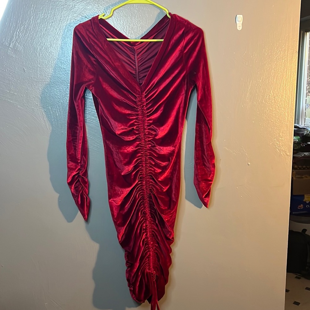 Red velvet dress